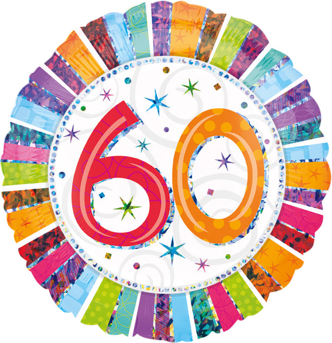 "60" Radiant Birthday Folienballon 45 cm - Bunt