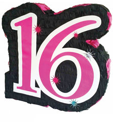 Pinata - Geburtstags Dekoration | Sweet 16 - Schwarz Pink 45 cm