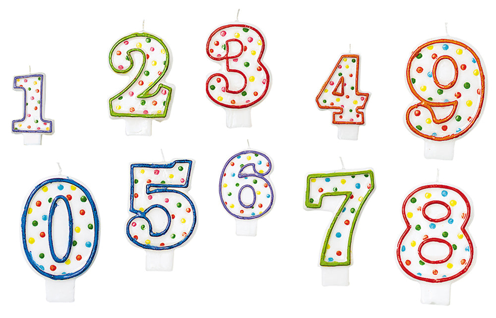Geburtstagskerzen Zahlen mit bunten Polka Dots Punkte Party Dekorations Artikel - Nummer 8