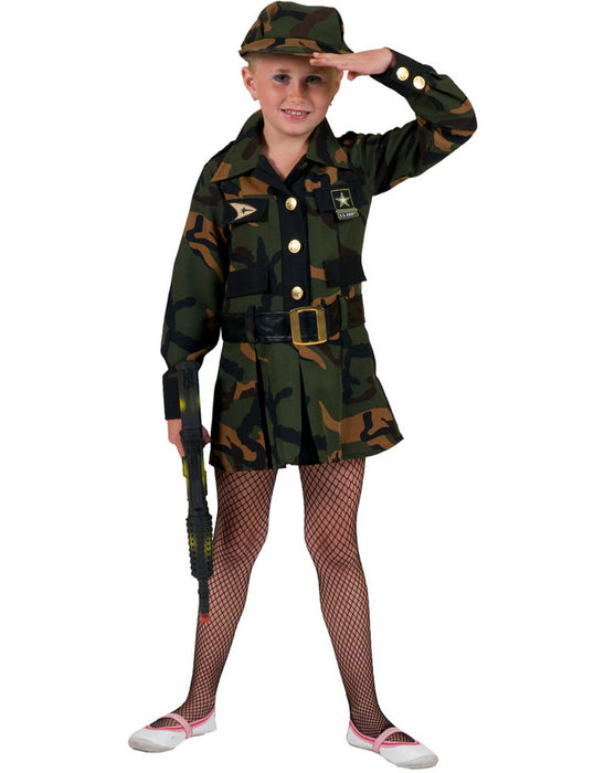 Camouflage Soldatin Kostüm für Mädchen