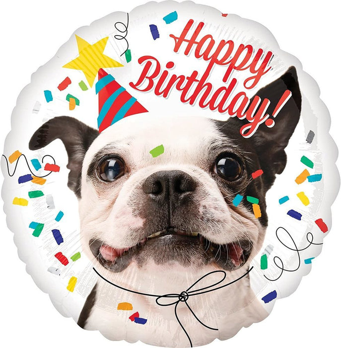 ABC18 "Happy Birthday - Hund" Runder Folienballon - 43 cm
