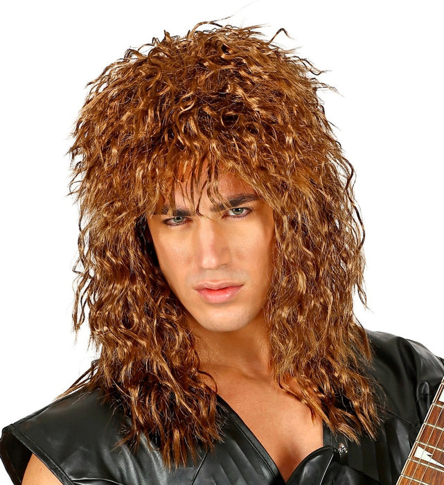 80er Jahre Rockstar Locken Perücke für Herren - Rotbraun