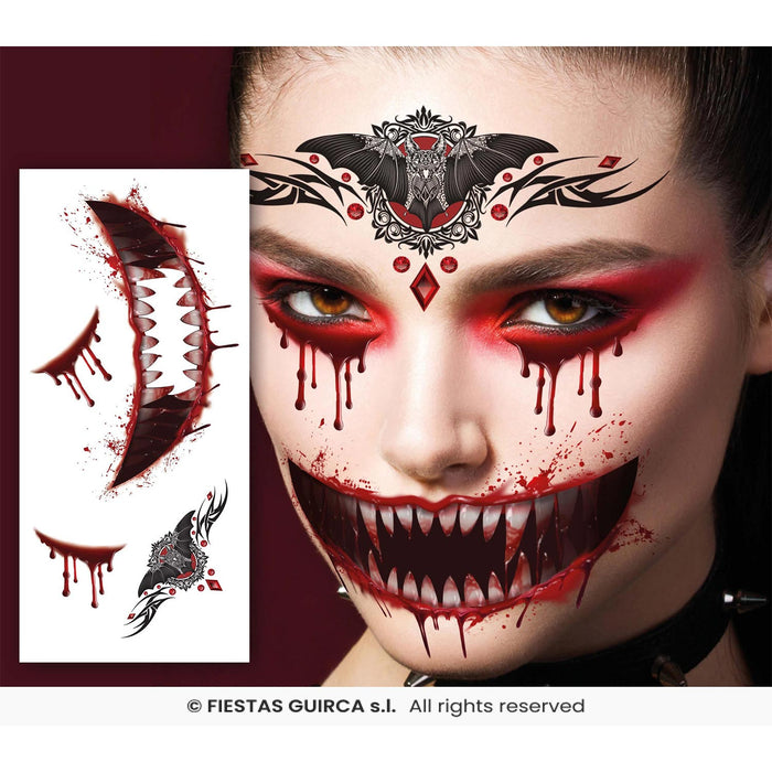 Halloween Tattoos "Vampir-Gesicht" | 14 x 9 cm