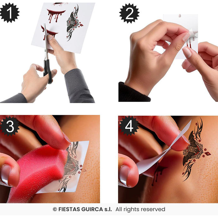 Halloween Tattoos "Vampir-Gesicht" | 14 x 9 cm