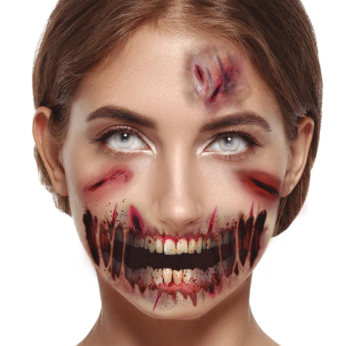 Halloween Tattoos "Abschürfungen Zombie" | 14 x 9 cm