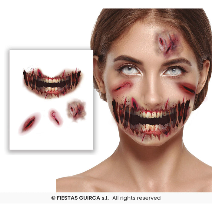 Halloween Tattoos "Abschürfungen Zombie" | 14 x 9 cm