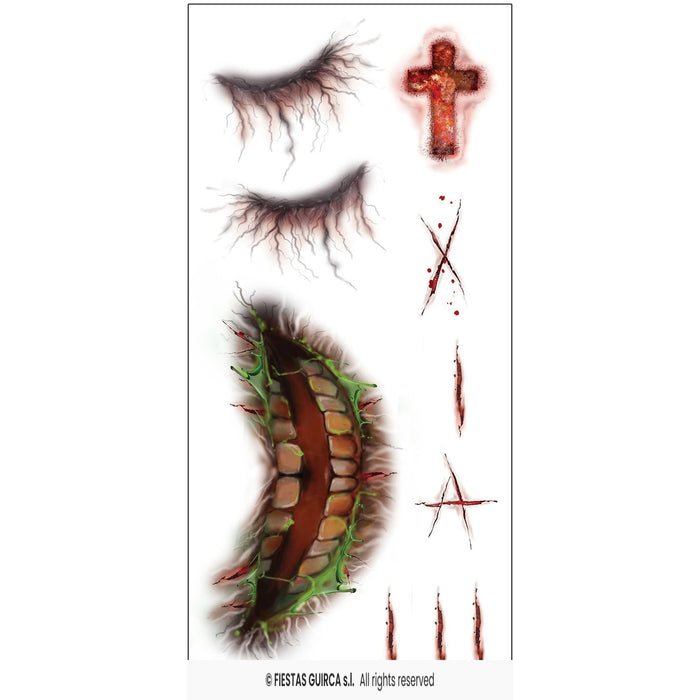 Halloween Tattoos "Zombie-Gesicht" | 14 x 9 cm