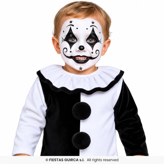 Babykostüm "Terror Clown" für Kinder | Schwarz Weiß - Einteiler