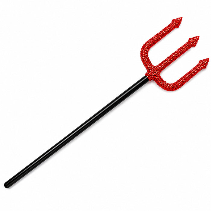 Teufels Dreizack mit Pailletten 110 cm | Rot Schwarz