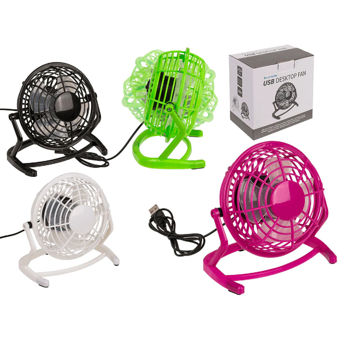Tisch-Ventilator mit USB-Kabel 15x14.5cm | 4-farbig sortiert
