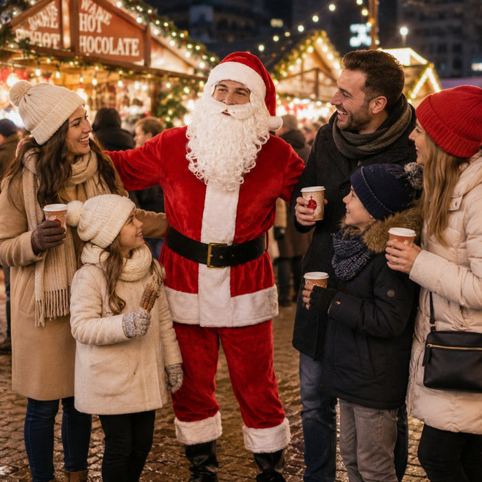 Weihnachtsmann Nikolaus Kostüm aus Samt | Rot - 4 tlg.