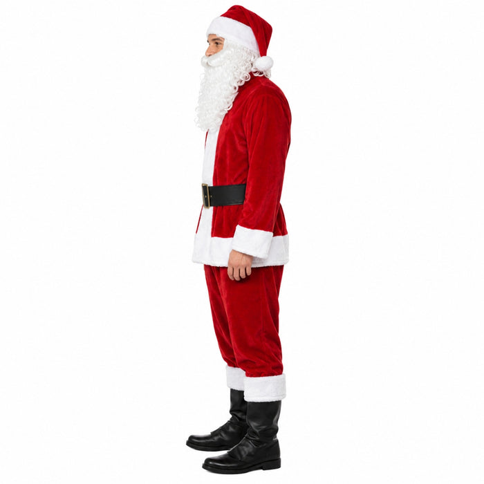 Weihnachtsmann Nikolaus Kostüm aus Samt | Rot - 4 tlg.