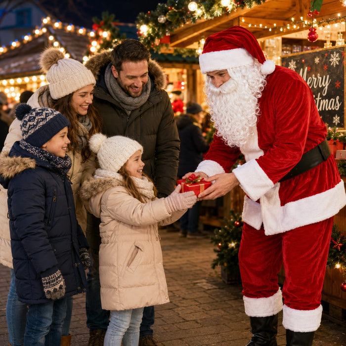 Weihnachtsmann Nikolaus Kostüm aus Samt | Rot - 4 tlg.