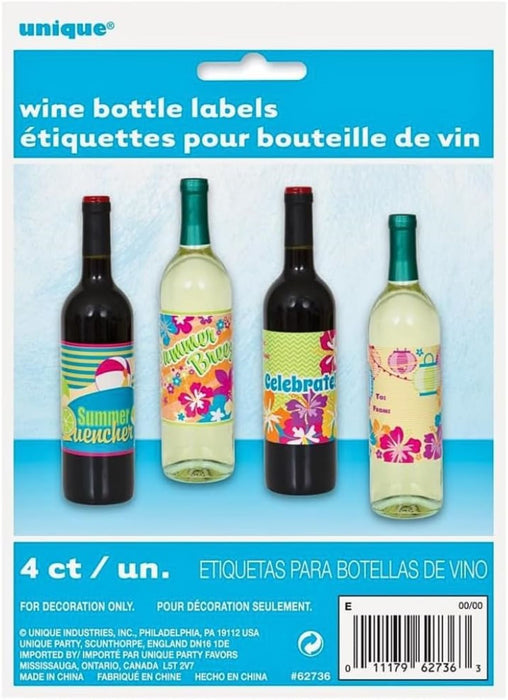 Labels für Weinflaschen SUMMER 4Stk.