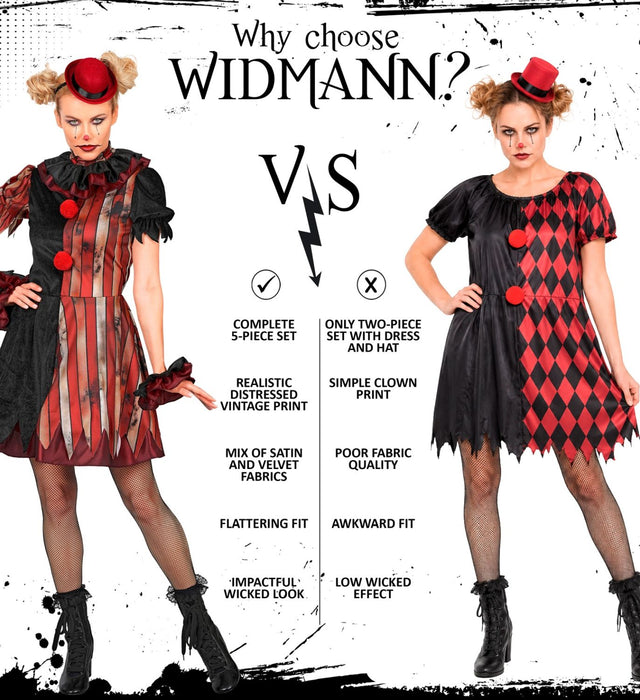 Horror Clownin "Wicked Clown" Kostüm für Damen | 5-tlg.