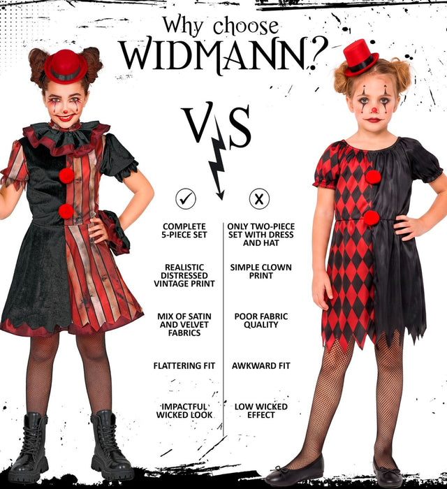Horror Clownin "Wicked Clown" für Mädchen | 5-tlg.