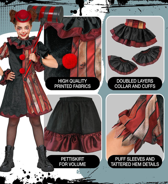Horror Clownin "Wicked Clown" für Mädchen | 5-tlg.