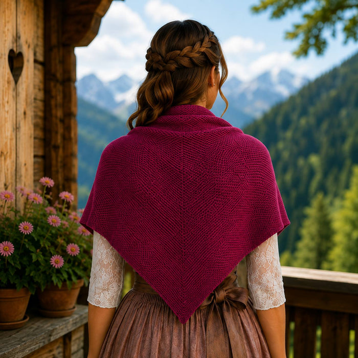XL Strick Dreieckstuch - Schal  200 x 80 cm | Beere