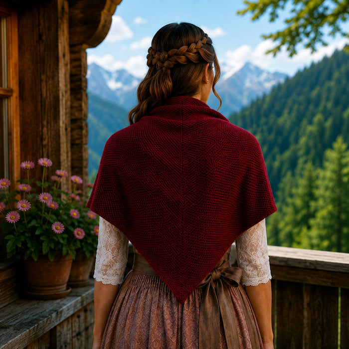 XL Strick Dreieckstuch - Schal  200 x 80 cm | Dunkelrot