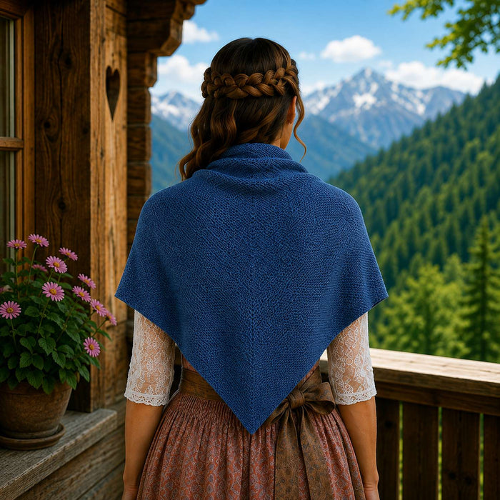 XL Strick Dreieckstuch - Schal  200 x 80 cm | Jeansblau