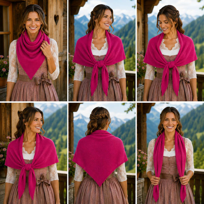 XL Strick Dreieckstuch - Schal  200 x 80 cm | Pink