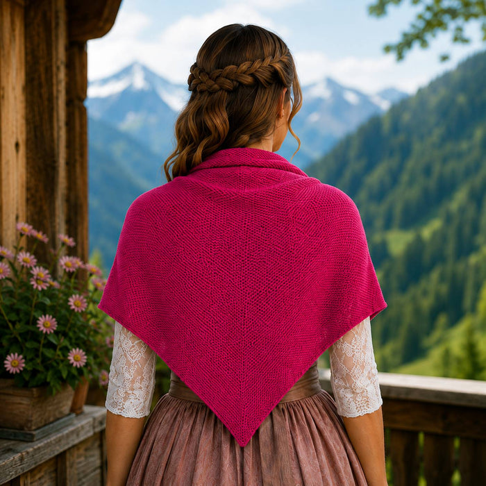XL Strick Dreieckstuch - Schal  200 x 80 cm | Pink