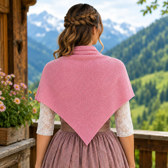XL Strick Dreieckstuch - Schal  200 x 80 cm | Rosa