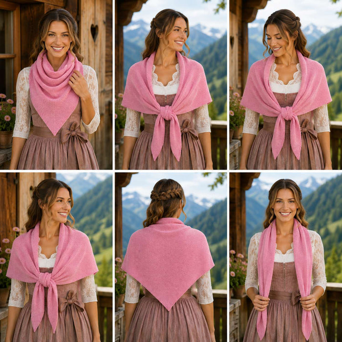 XL Strick Dreieckstuch - Schal  200 x 80 cm | Rosa