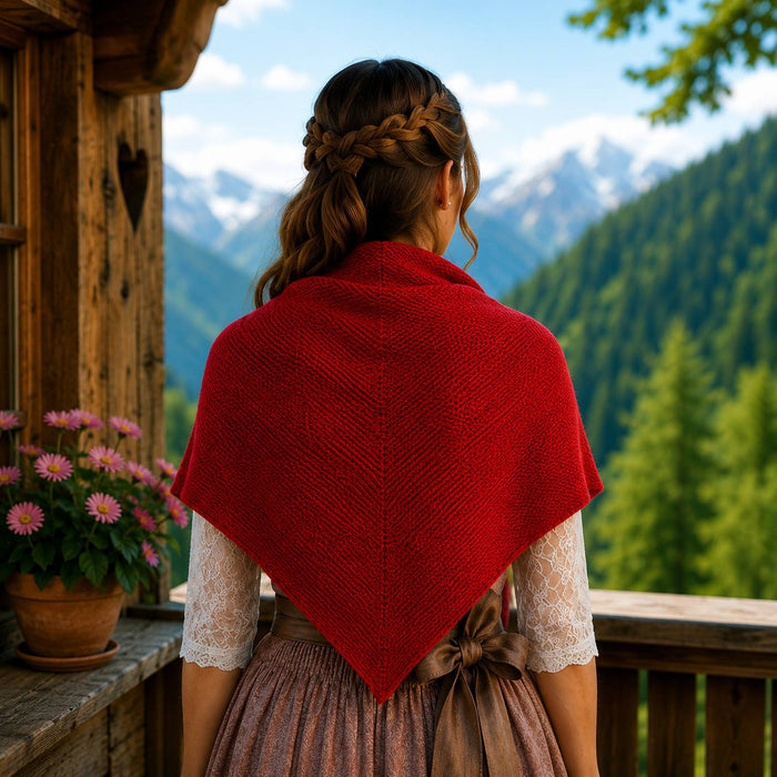 XL Strick Dreieckstuch - Schal  200 x 80 cm | Rot