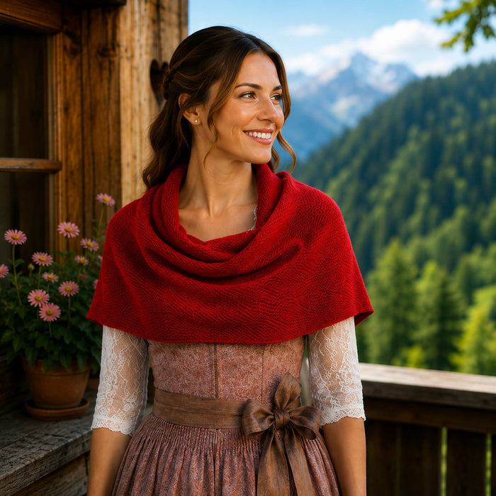 XL Strick Dreieckstuch - Schal  200 x 80 cm | Rot