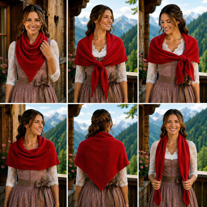 XL Strick Dreieckstuch - Schal  200 x 80 cm | Rot