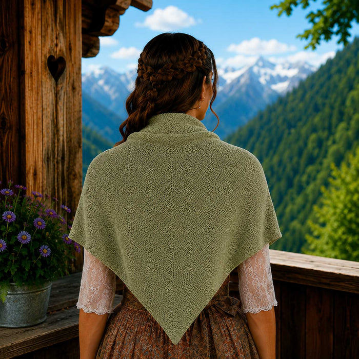 XL Strick Dreieckstuch - Schal  200 x 80 cm | Salbeigrün