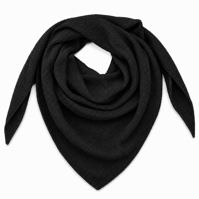 XL Strick Dreieckstuch - Schal  200 x 80 cm | Schwarz
