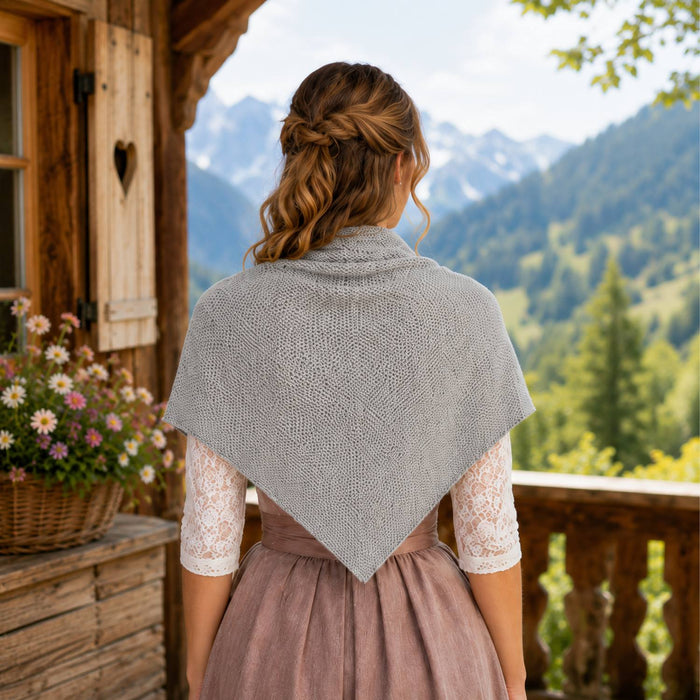 XL Strick Dreieckstuch - Schal  200 x 80 cm | Silbergrau