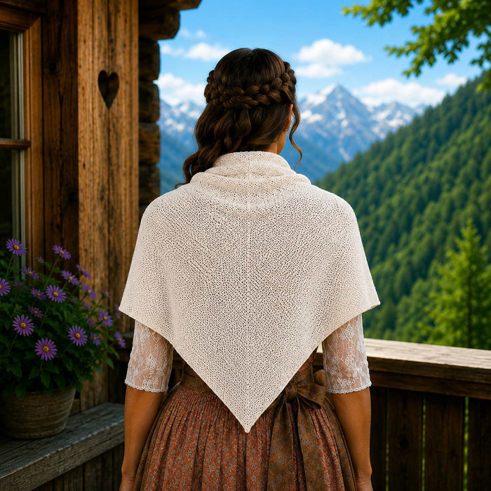 XL Strick Dreieckstuch - Schal  200 x 80 cm | Wollweiß