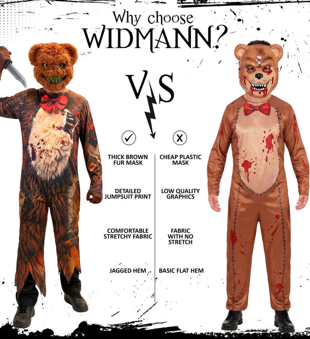 "Zombie Teddybär" Kostüm für Kinder | Overall und Maske