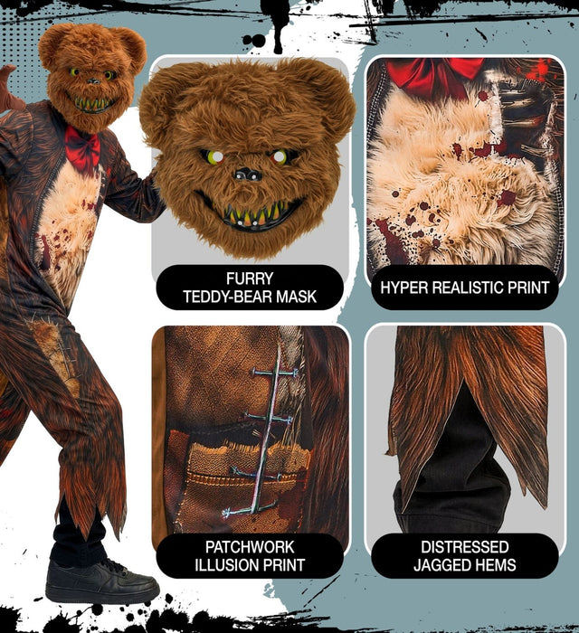 "Zombie Teddybär" Kostüm für Kinder | Overall und Maske