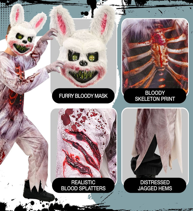 "Zombie Bunny" Kostüm für Kinder | Overall und Maske