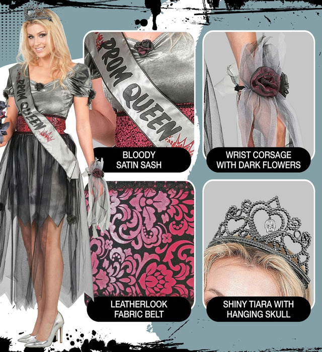 "Zombie Schönheitskönigin" Kostüm für Damen | 5-tlg.