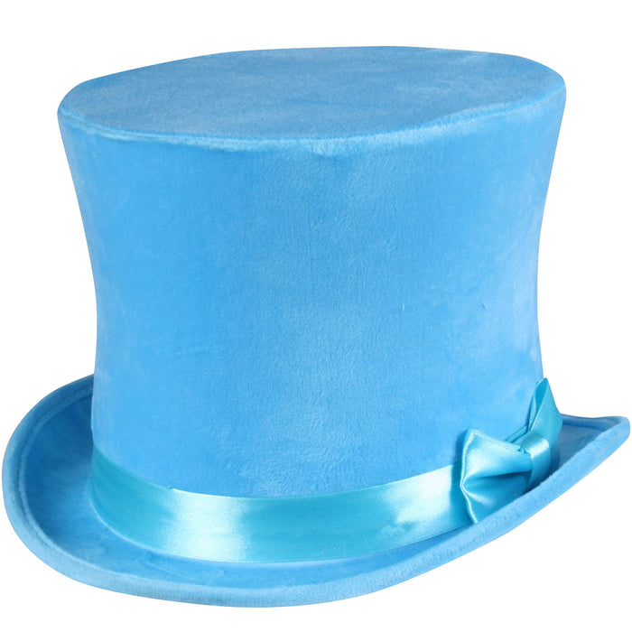 Zylinder "Flair" Velour mit Satinband 60 cm | Neon Blau - Hut Erwachsene