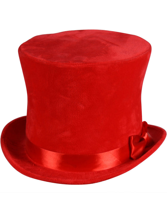Zylinder "Flair" Velour mit Satinband 60 cm | Rot